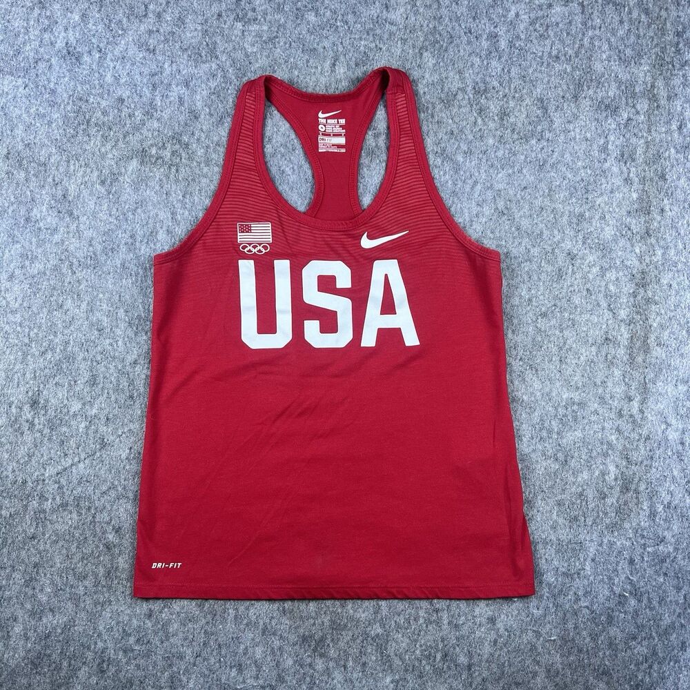 Nike Dri Fit Women's Tank Top USA Olympic Team Razorback Athletic Cut Red Size M